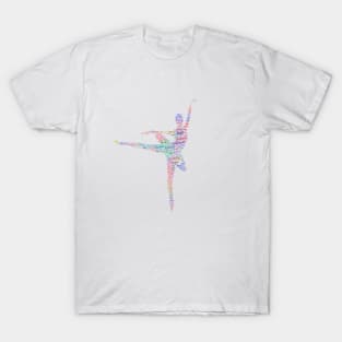 Ballet Dancer Silhouette Shape Text Word Cloud T-Shirt